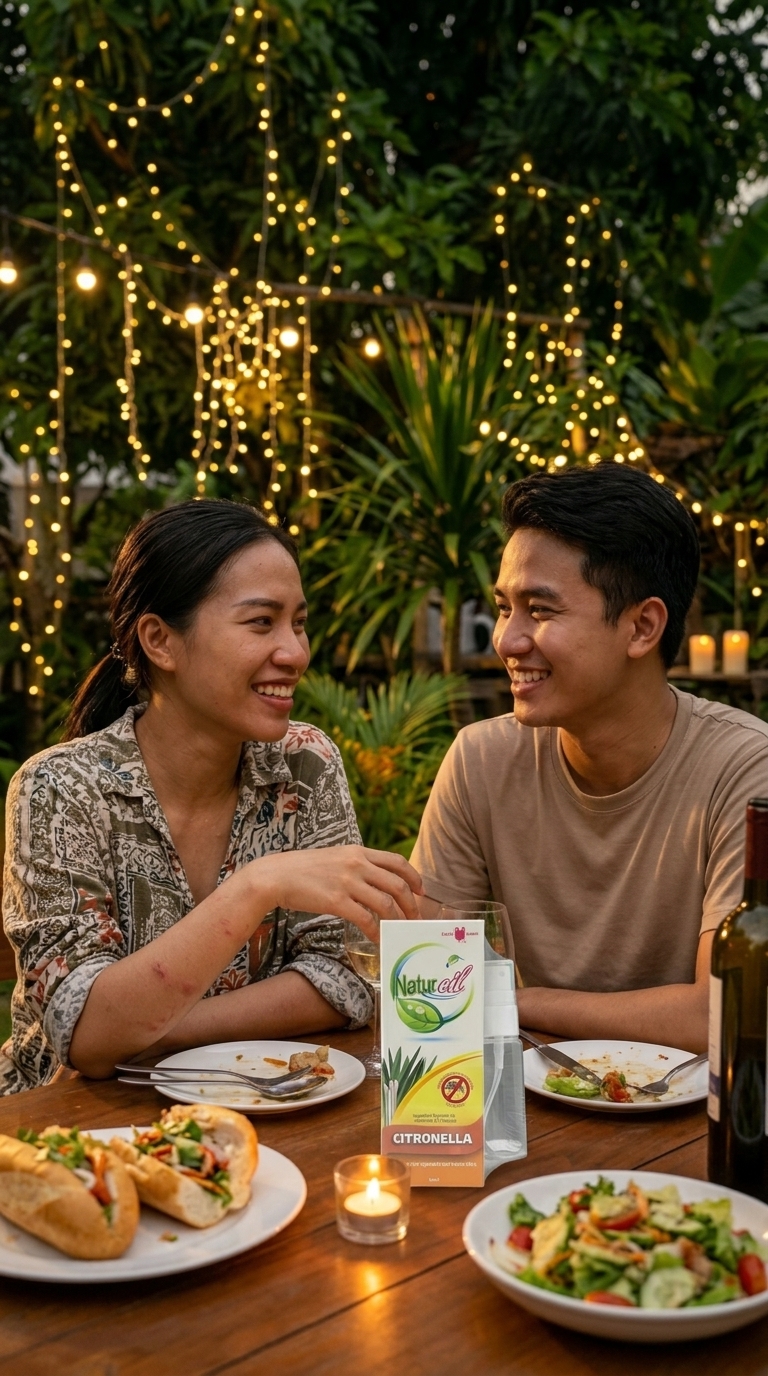 Thoải mái ăn tối ngoài trời không lo muỗi